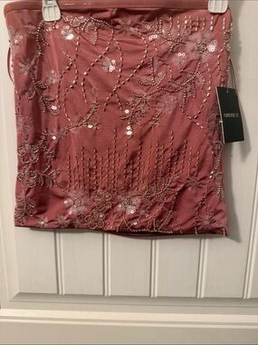 Forever 21 Mauve Pink Sequin Embellished Strapless Crop Top size M